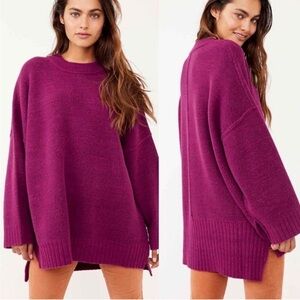 Free People high low sweater plum purple oversized XS